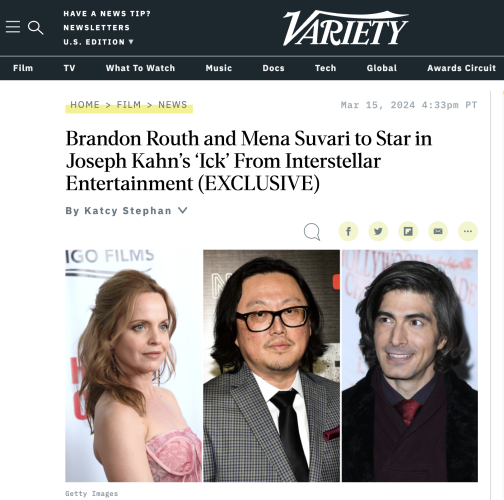 VARIETY: Brandon Routh and Mena Suvari join ICK
